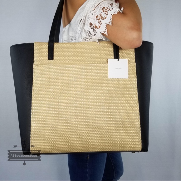 Kate spade Olive Drive Straw Savannah Tote Bow Bag - Picture 3 of 8